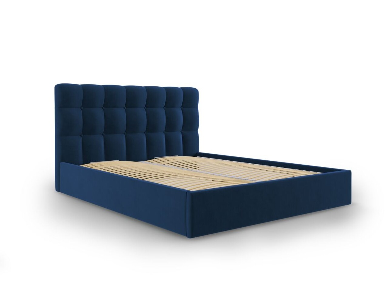 Pat tapitat cu somiera rabatabila si lada depozitare, Nerin Royal blue, Mazzini Sofas, 160x200 cm, catifea, albastru regal - imagine 6